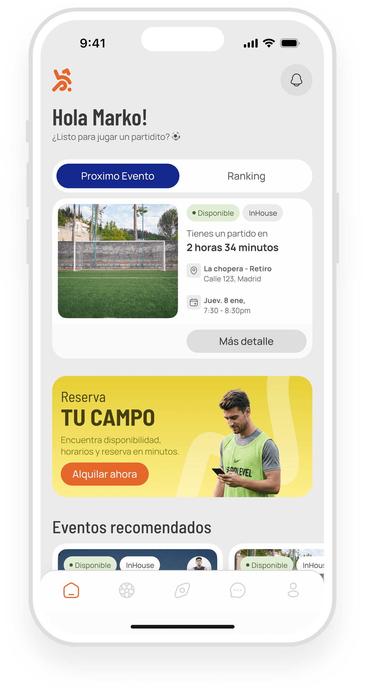 GOLEVEL App Interface